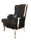 Louis XVI Bergere, Winged Back, Genuine Leather Armchair — photo 2