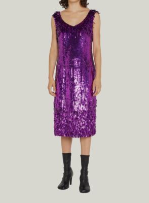 purple sparkle fringe dress Frsasu Sequin Fringe Dresses for Women Sparkly Glitter formal Tassel Dress Evening Party Ball Gown Cocktail Concert Outfit Purple, Women's, Size: 10(
