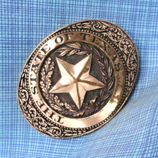 Texas Star Belt Buckle Western Floral Scroll Vtg Award Design Medals   .QRT849