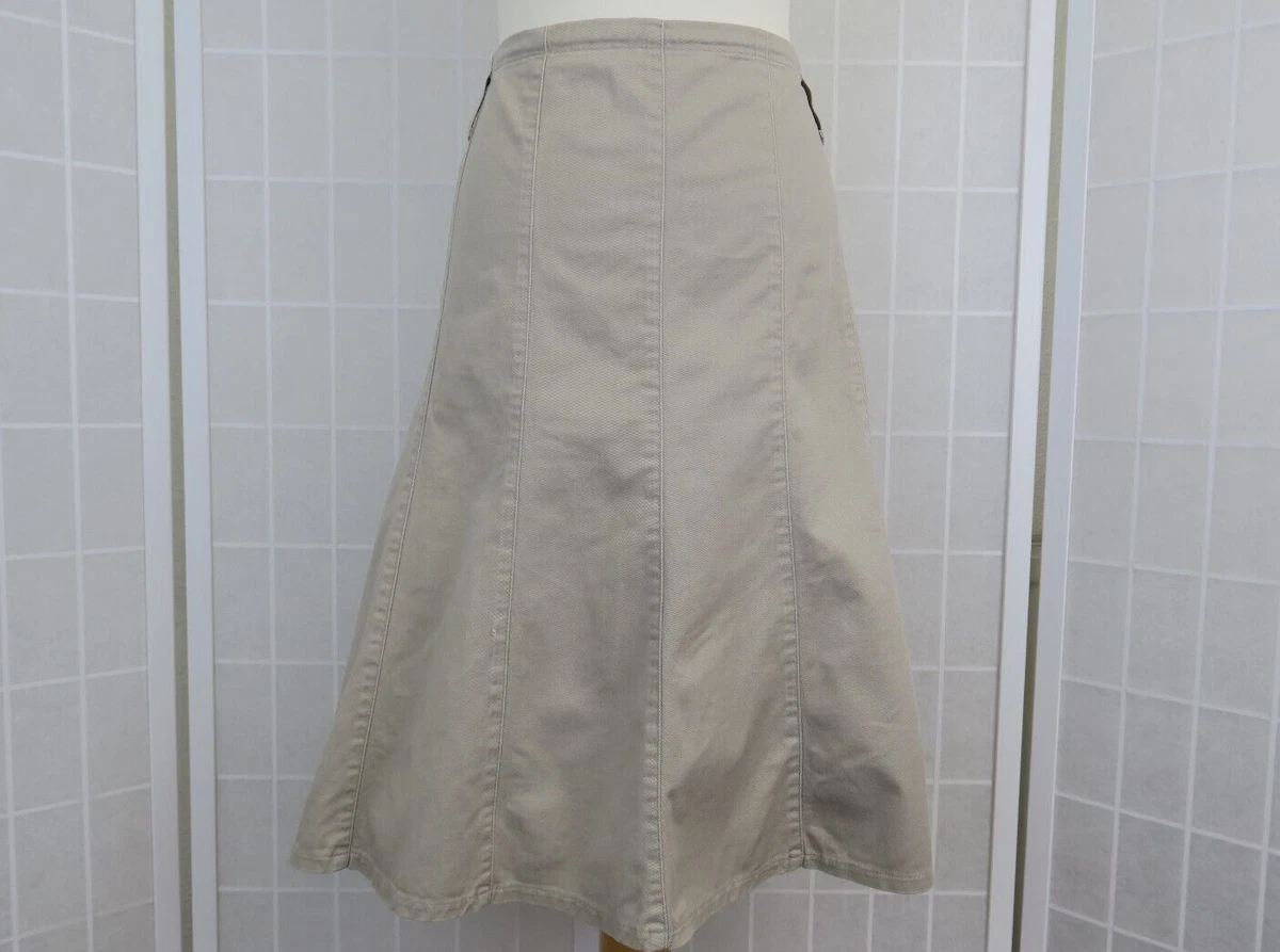 Per Una Skirt Size 16 Beige Panelled Flare Stretch Cotton Midi | eBay