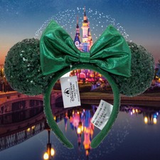 Ears Edition Minnie Mouse Emerald Green Sequins Disney.Parks Ears Headband