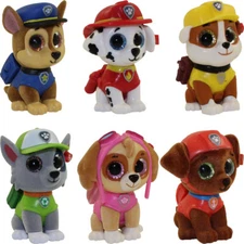 SET OF 6 TY Mini Boos Chase Skye Rocky Zuma Marshall Rubble Paw Patrol Figures