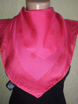 ROBERTO CAVALLI Red Logo 100% silk neck scarf bag 43cm X 43cm Made in Italy