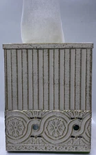 Metal LINENS ‘N THINGS Tissue Box Cover Vintage Golden Ivory Caesar Antiqued EUC