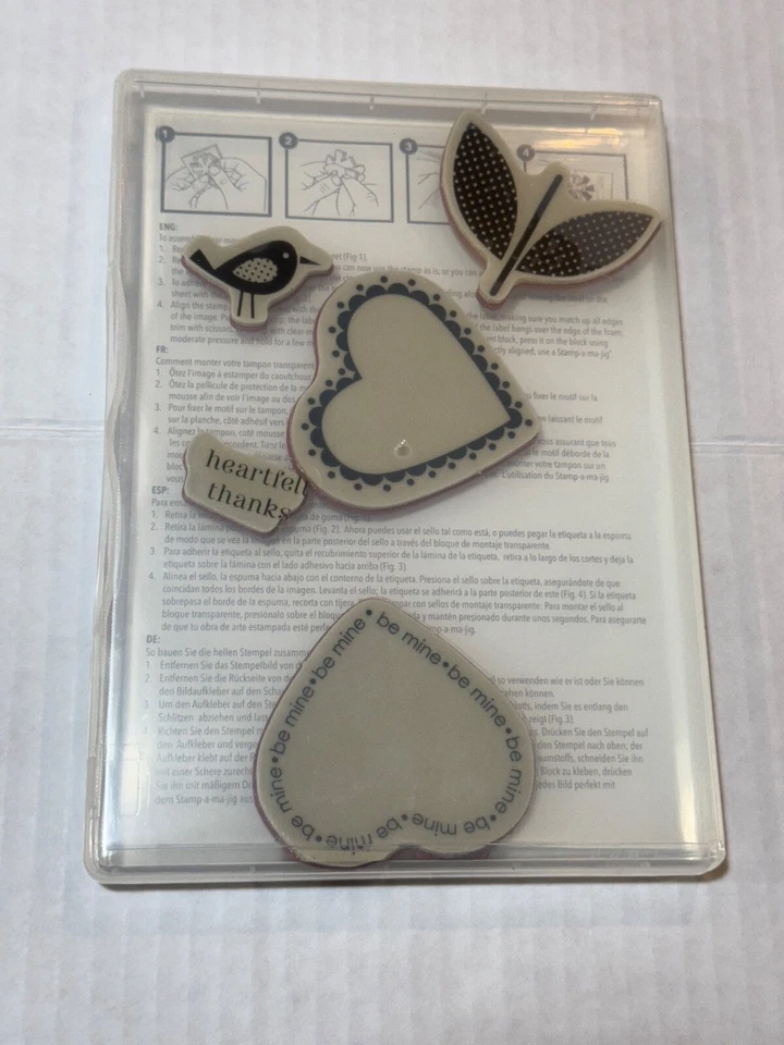 ¡STAMPIN' UP RETIRADO! JUEGO DE 5 SELLOS CORAZÓN 120780 CORAZONES PÁJARO AMOR SAN VALENTÍN Foto 2 de 3