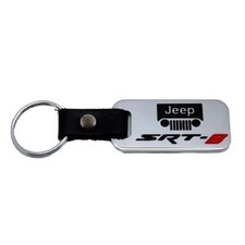 Jeep Grille SRT8 Chrome Key Chain Fob - Engrave Black & Red Logo - Made in USA