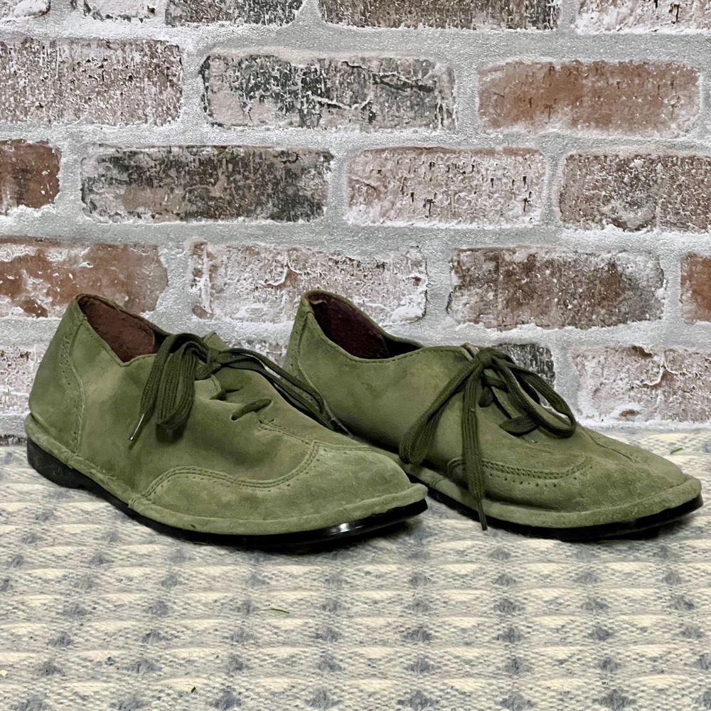 SAOLA Scarpe Oxford comode stringate scamosciate verde oliva Newport News ballerine casual