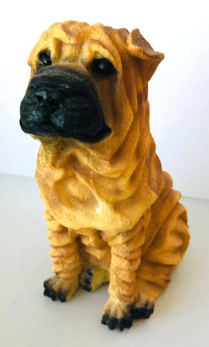 Shar Pei Dog Figurine Resin Very Wrinkly 7.75" tall Castagne? No label