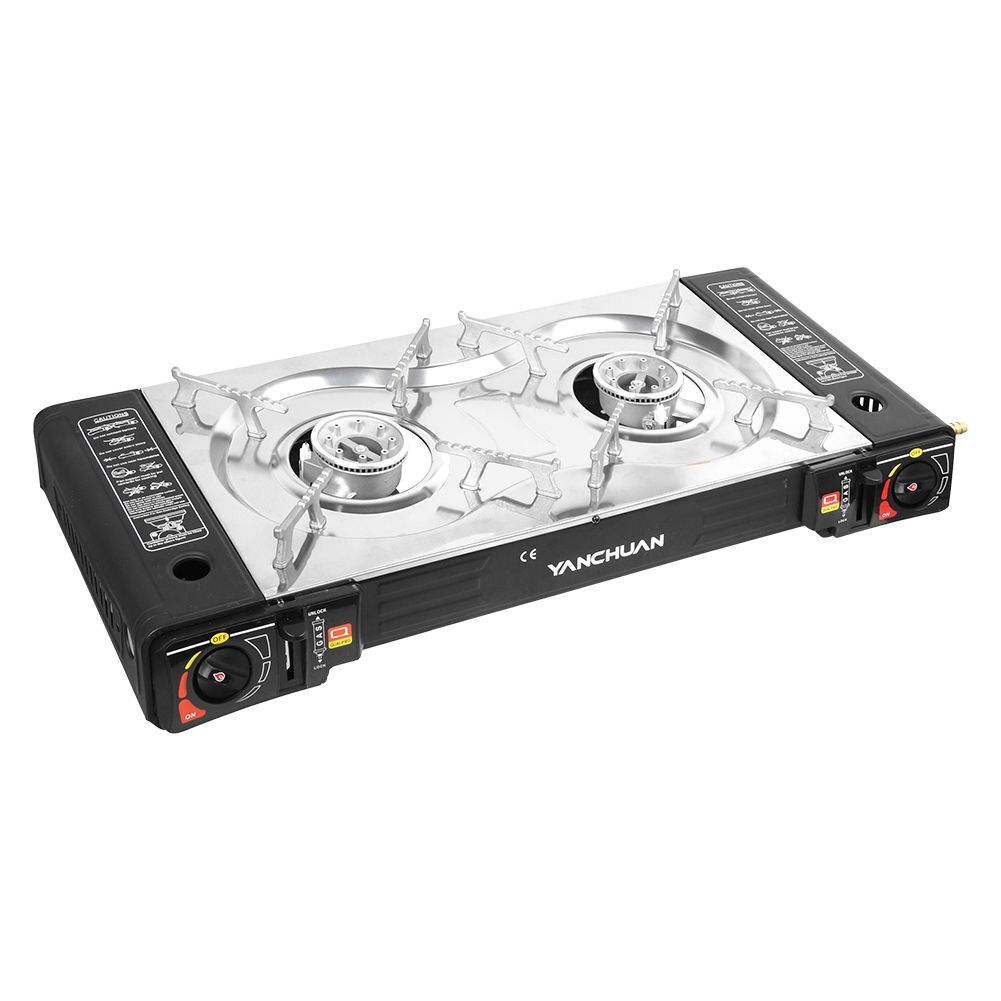 Portable Double 2 Burner Gas Stove Camping Butane Cooker Barbecue Gas Cannister eBay
