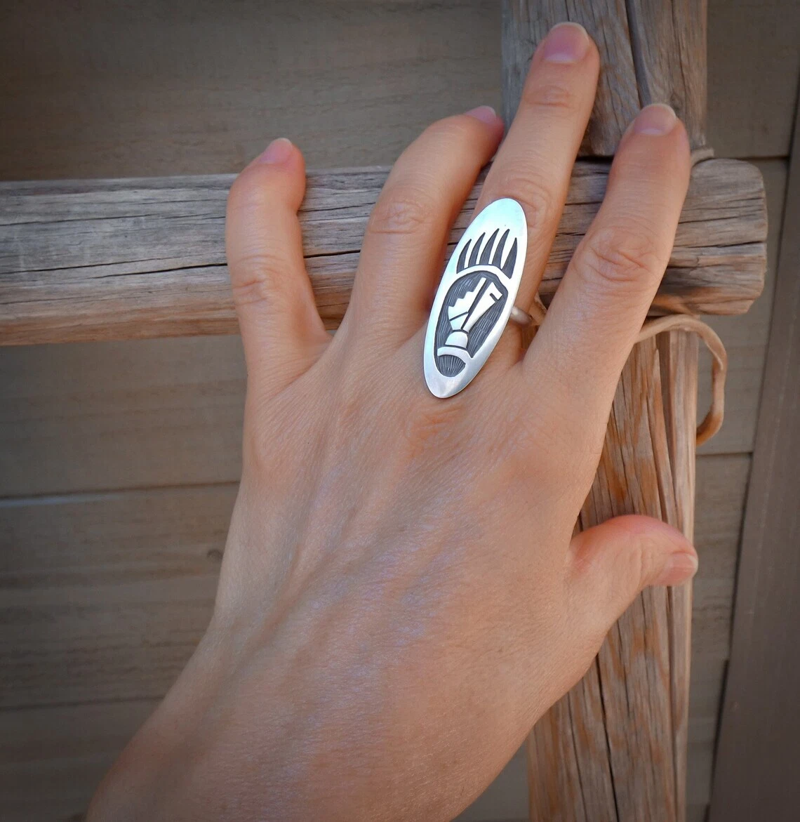 Women\'s Native American Hopi Sterling Silver Bear Paw Ring Size 7 | eBay