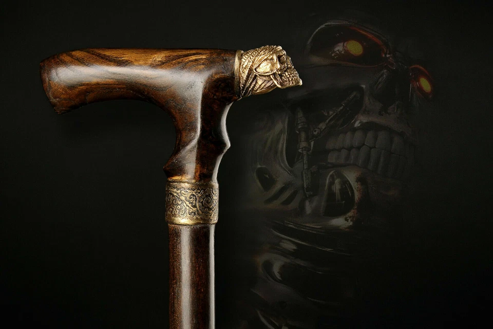Трость с черепом художественная трость - палки в готическом стиле для мужской ручки латунь с тростью B1 - Изображение 2 из 4