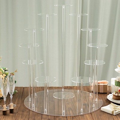 CLEAR 29'' Tiered 12 Arm Round Acrylic CUPCAKE HOLDER Dessert Display Stand Party