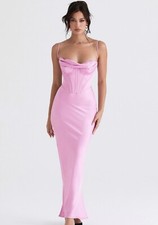 HOUSE OF CB Charmaine Corset Maxi Dress PINK (Size XS) BRAND NEW