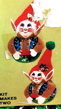 Walco Holiday Ind. SANTA'S ELF Pixie Vtg Sequin Bead Christmas Ornament Kit