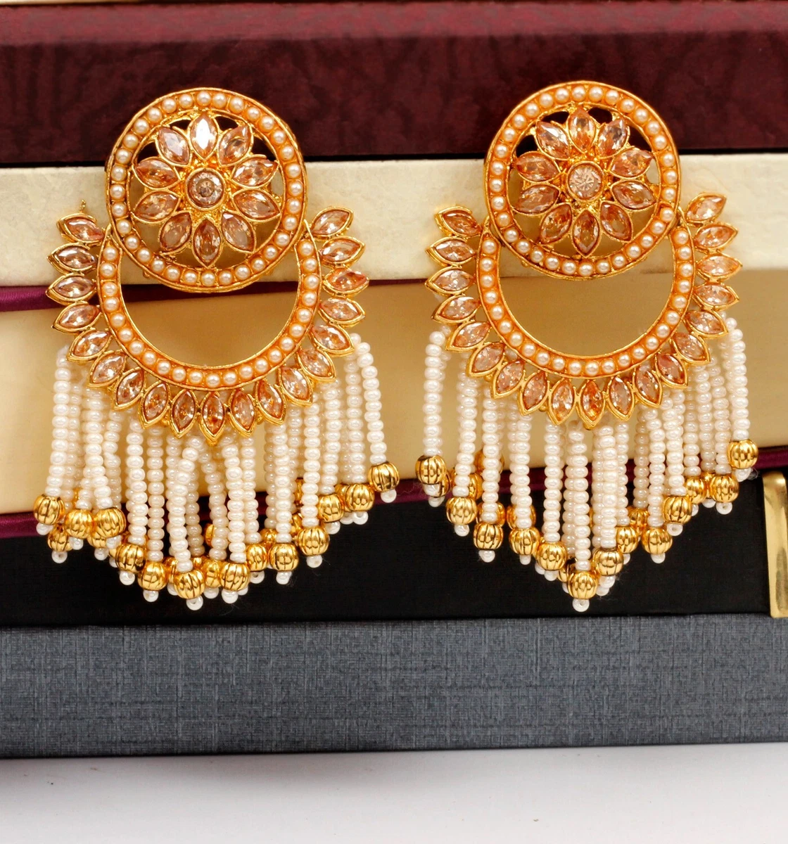 Ethnic pearl earrings clearance