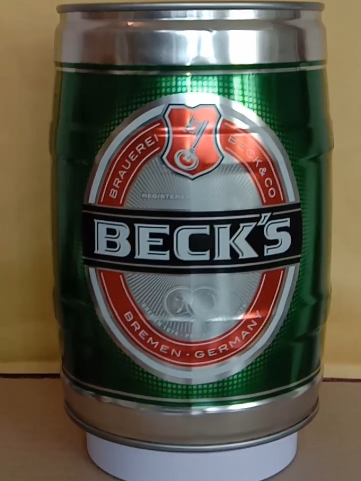 Empty Barrel Beer BECK`S Keg Galon Barrel 5L. Germany 2014 Top