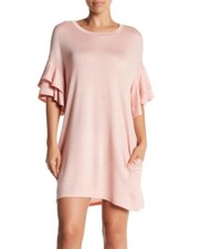 Soprano Short Sleeve Ruffle Shirt Dress Women's Sz. Small (005 Blush) 151005