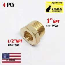 4 PC- 1" Male x 1/2" Female NPT Pipe reducer Hex Bushing adapter Brass Fitting
