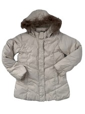 Macintosh Womens Parka Sz S Raccoon Fur Detachable Hood Beige Quilted Zip Up