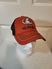 Kubota Tractor Adjustable Baseball Trucker Hat Cap Orange Black Mesh