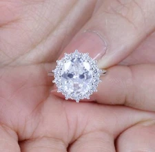 5.91ct Oval 925 Sterling Silver CZ Engagement Ring Wedding Band Size 3-15 SR47A