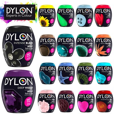 DYLON Waschmaschine Stoff Färbe Pod verschiedene Farben für Kleidung - 1/2/3er Pack