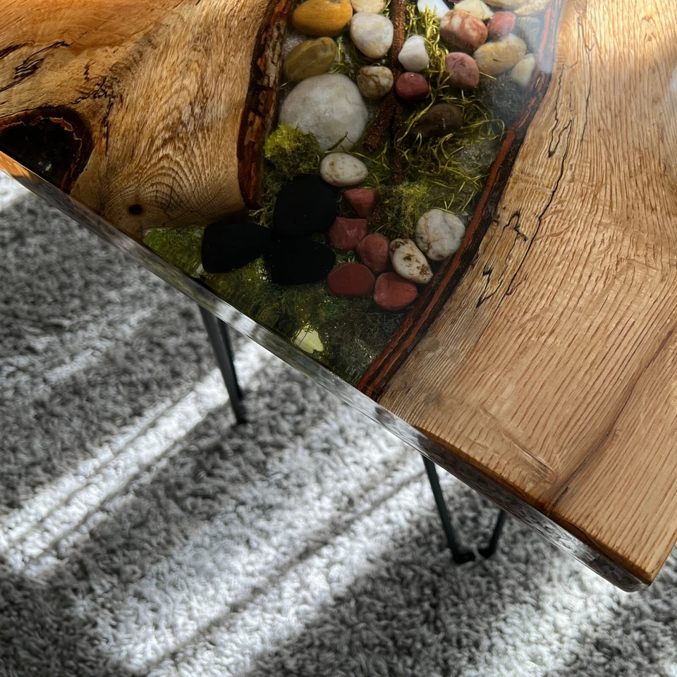 Epoxy Live End Table / Side Table / Nightstand / Natural Edge Side Table - Image 3 of 4