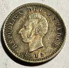 elfe equateur 1/2 décimo 1912 argent ec12