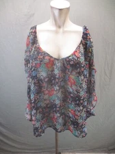 Pure Energy Size 3 Womens Lace Up Back Round Neck Lightweight Flowy Blouse 217