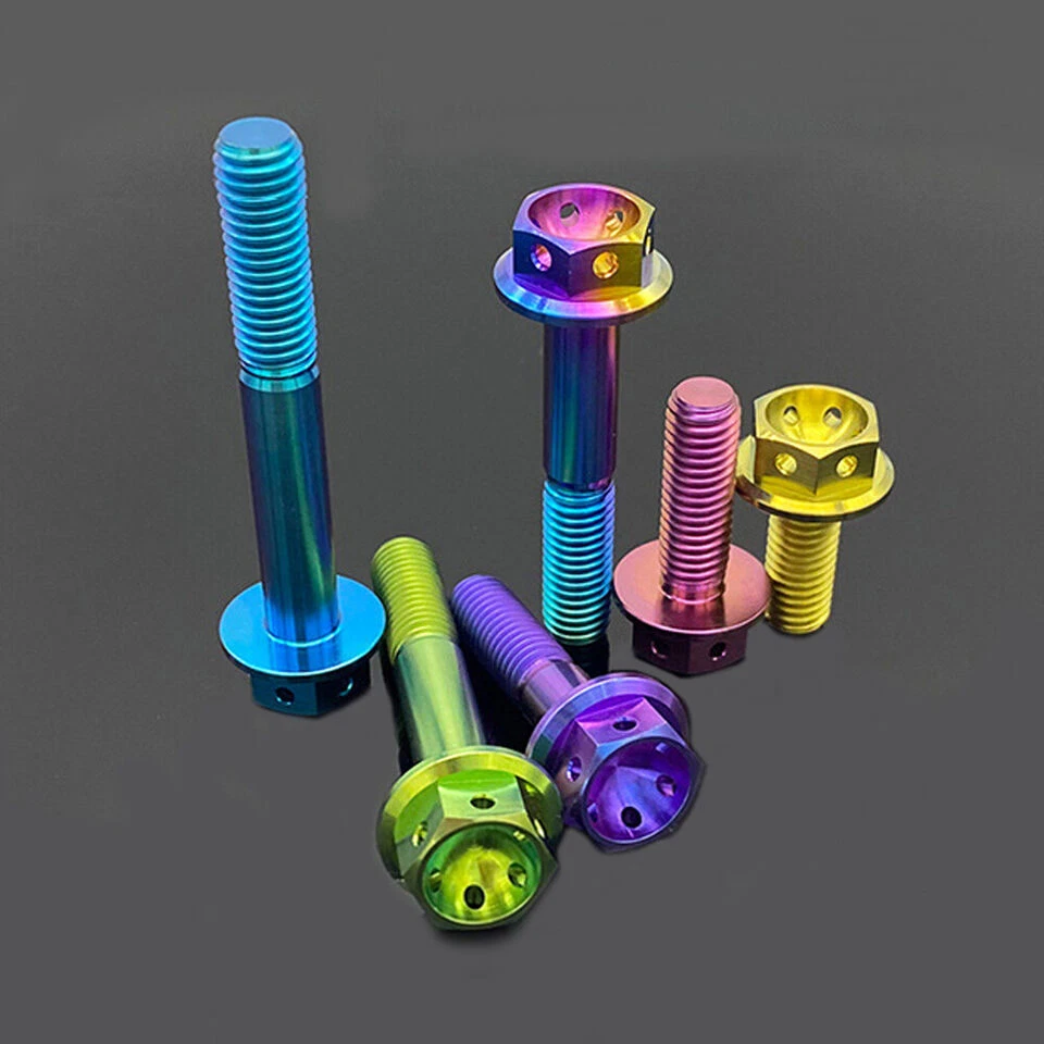 M8 X 1.25mmTitanium Drilled Hex Head Flange Bolt 15 20 25 30 35 40 45 50 55 60mm - Image 4 of 4