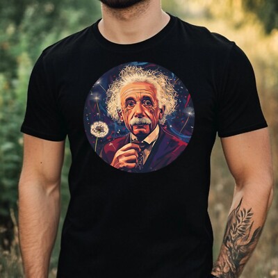 Herren T-Shirt Albert Einstein mit Löwenzahn Motiv Baumwolle Größe XS bis 5XL
