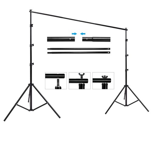 Photo Background Support System with 8.5 X 10Ft Backdrop Stand Kit, 100% White C - Picture 4 of 8