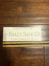 Jumbo Hall's Safe & Lock Co Antique Safe Lettering Emblem, Decal, Gold Metallic