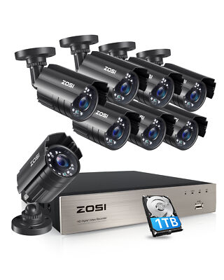 ZOSI 8CH 5MP Lite DVR 1080P Security Camera System 1TB HDD