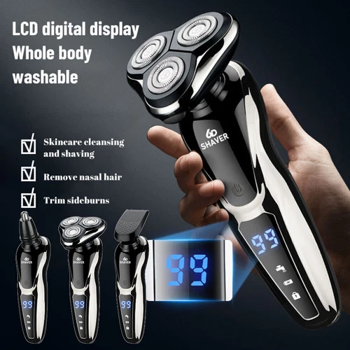 Men Wet/Dry Electric Shaver Trimmer Rotary Razor Beard Shaving USB Rechargeable - Picture 1 of 14