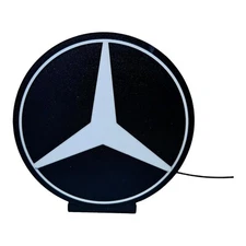 Table top light box Mercedes  USB connector w base  8 inches round PLA Filament