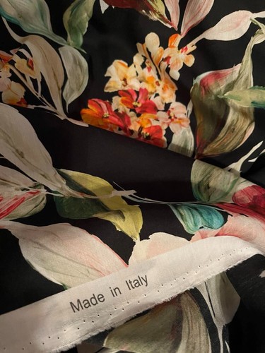 Autentico Top Designer Italiano Pura Seta/Cotto Abito Tessuto Seta 28% Cotone 72% - Foto 9 di 10