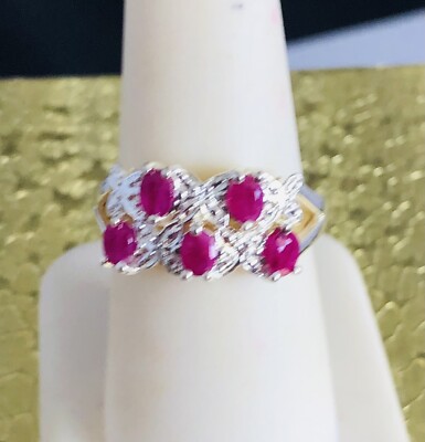 Vintage Ruby Diamond Dust Sterling Silver Ring | eBay