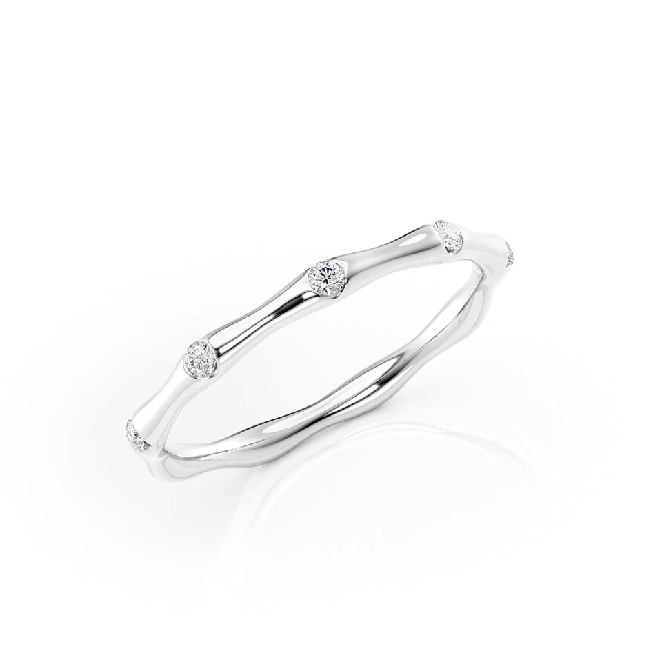 PT950 0.15 Ct Lab Created Round Cut Diamond Band 2MM Platinum Engagement - Image 3 of 4