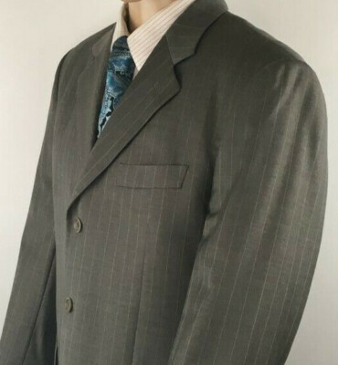 ERMENEGILDO ZEGNA Mens 100% Italian Wool Suit Jacket Blazer Grey