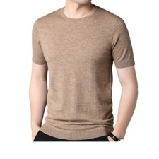100 Cashmere Men's Short-sleeved Sweater T-shirt Knitted Half-sleeved Cashmere