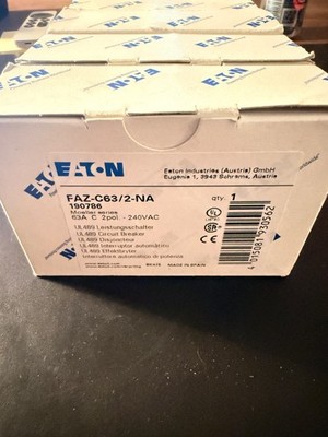 Eaton Corporation FAZ-C63/2-NA / FAZC632NA - New In Box. 63A C 2pol- 240VAC