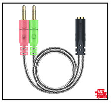 Headphone Splitter 3.5mm TRRS Female to Dual TRS Male Mic Audio Y Adapter