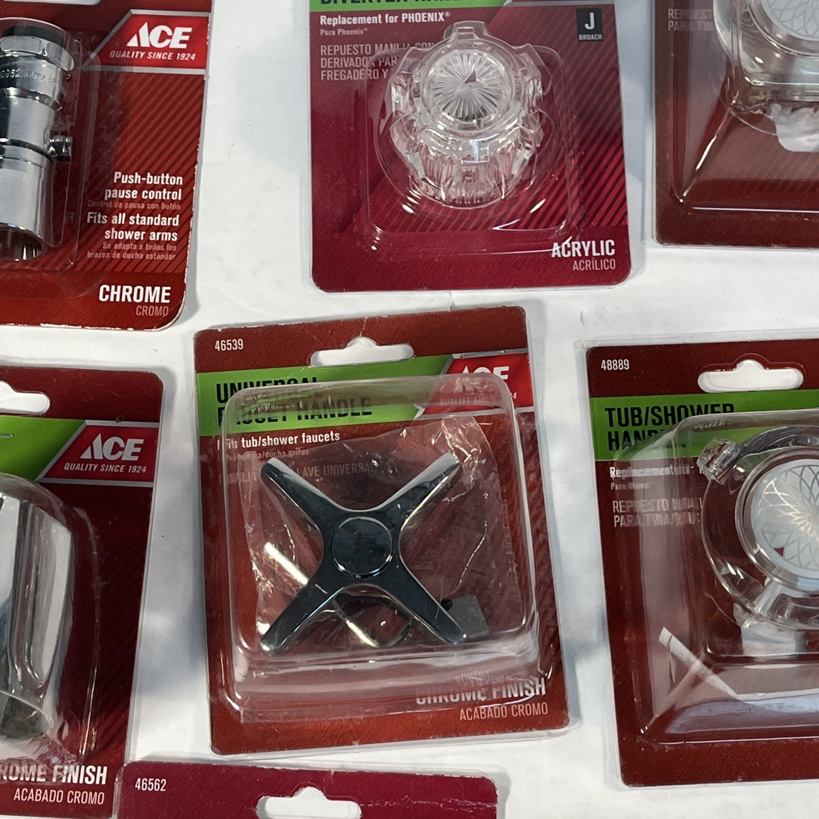 Lot Of 12 Plumbing Parts, Handles For Faucets/Tub/Shower/Sink. Showerhead, Etc