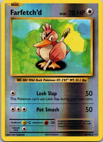 Farfetch'd 68/108 Rare Evolutions Pokemon Reverse Holo Lightly Played