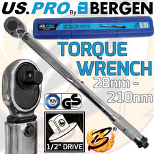 US PRO 1/2" Drive Calibrated Torque Wrench Adjustable Reversible 28Nm - 210Nm