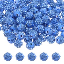 50pcs 8mm Light Blue Rhinestone Polymer Fancy Beads for DIY Jewelry Making