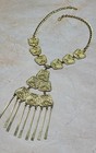 Vintage 1960's 70"s Lisner Gold Tone Filigree Dangle Statement Necklace — photo 3