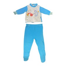 Vtg 80s Care Bear Bedtime Bear Pajamas 2 Piece Set w/ Footies Toddler Sz 12 Mths