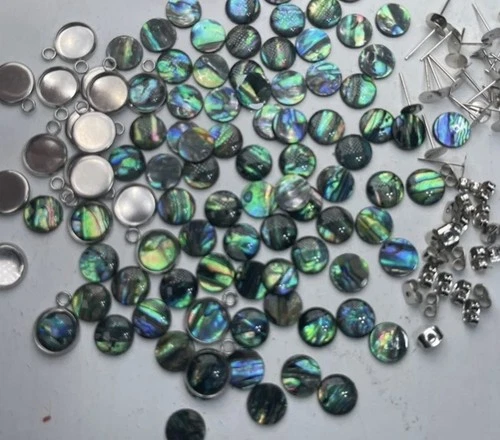 Real Paua Abalone Shell Cabochons, Bezels Earrings & more DIY JEWELRY MAKING Kit image 11